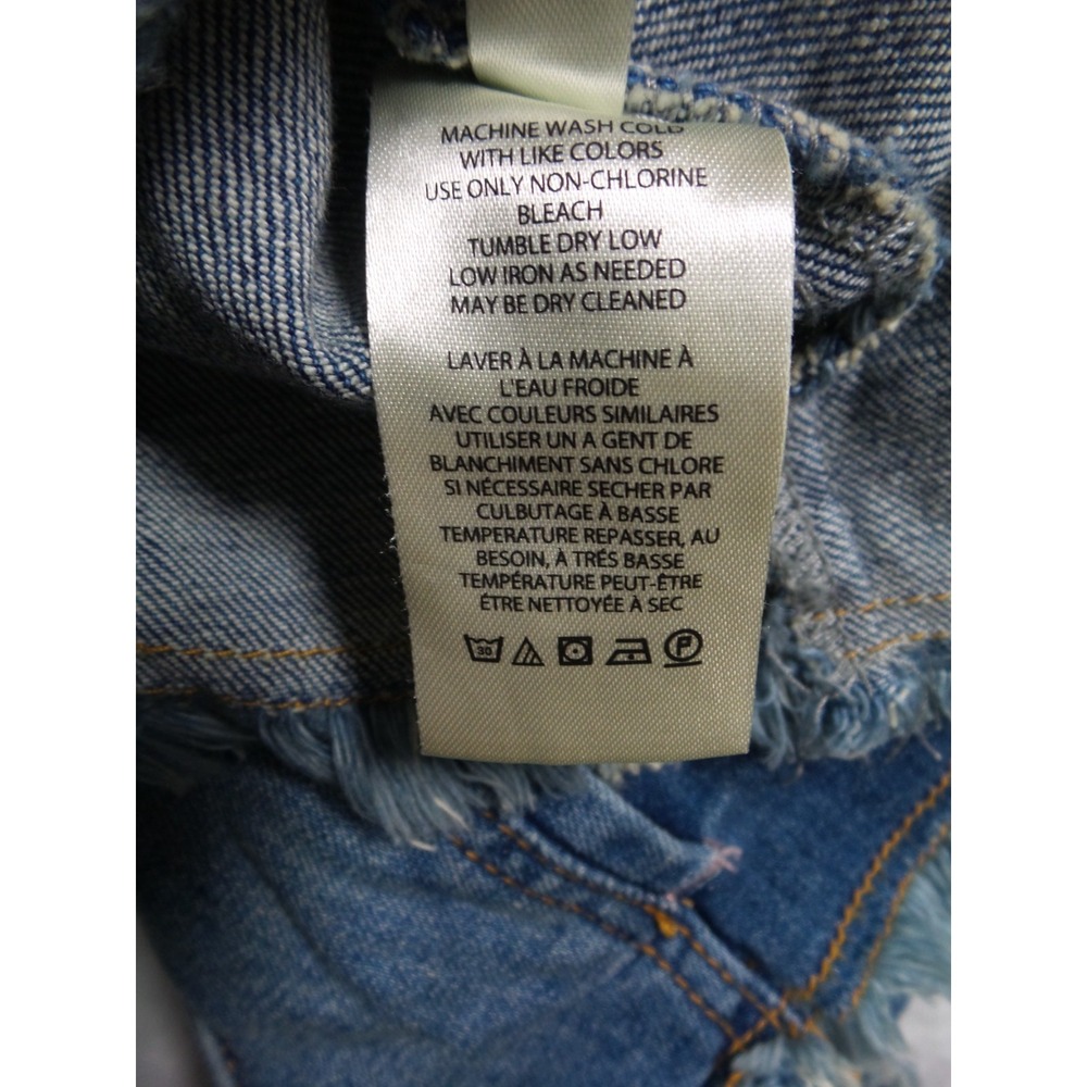 Anthropologie Pilcro Jacket Womens Size L Petite Blue Denim Raw Hem Button Up - Picture 13 of 14